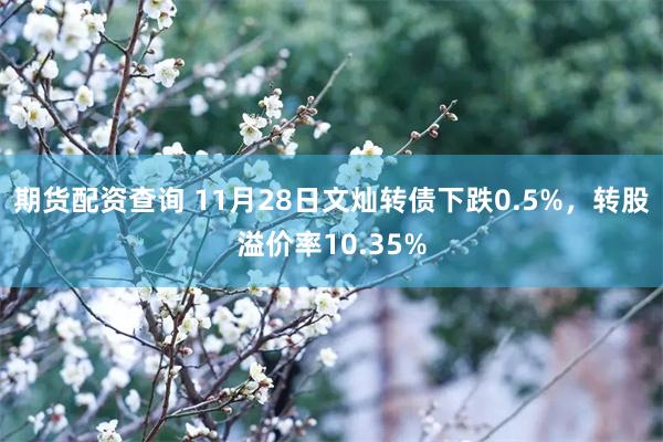 期货配资查询 11月28日文灿转债下跌0.5%，转股溢价率10.35%